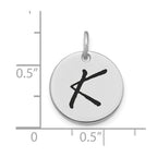 FJC Finejewelers 14 kt White Gold Polished Black Enamel Letter K Initial Disk Charm 15 x 15 mm