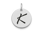 FJC Finejewelers 14 kt White Gold Polished Black Enamel Letter K Initial Disk Charm 15 x 15 mm