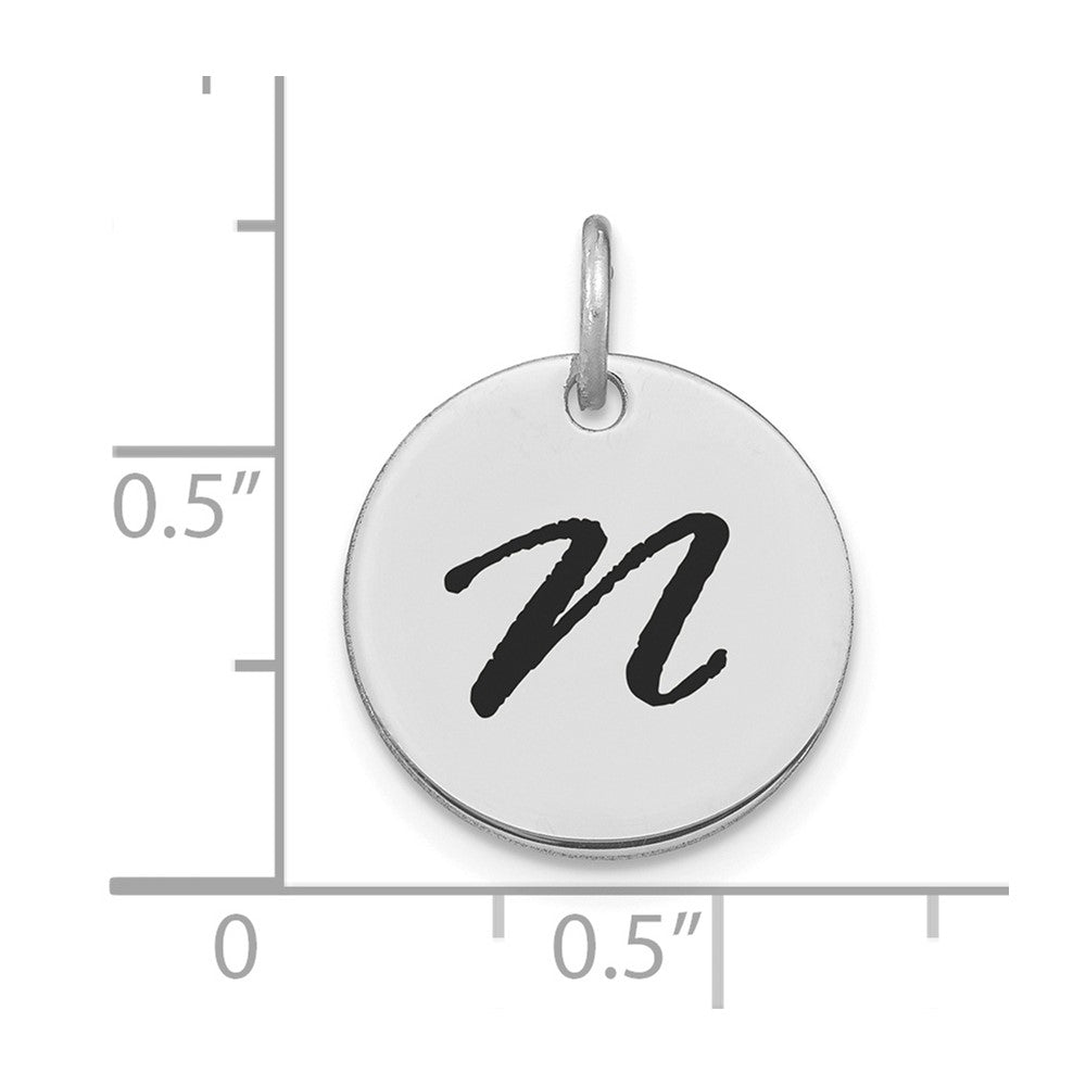FJC Finejewelers 14 kt White Gold Polished Black Enamel Letter N Initial Disk Charm 15 x 15 mm