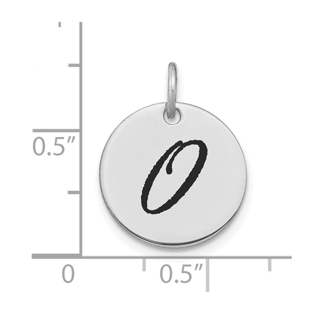 FJC Finejewelers 14 kt White Gold Polished Black Enamel Letter O Initial Disk Charm 15 x 15 mm