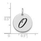 FJC Finejewelers 14 kt White Gold Polished Black Enamel Letter O Initial Disk Charm 15 x 15 mm