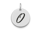FJC Finejewelers 14 kt White Gold Polished Black Enamel Letter O Initial Disk Charm 15 x 15 mm