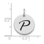 FJC Finejewelers 14 kt White Gold Polished Black Enamel Letter P Initial Disk Charm 15 x 15 mm