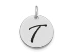 FJC Finejewelers 14 kt White Gold Polished Black Enamel Letter T Initial Disk Charm 15 x 15 mm