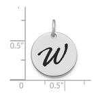 FJC Finejewelers 14 kt White Gold Polished Black Enamel Letter W Initial Disk Charm 15 x 15 mm