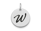 FJC Finejewelers 14 kt White Gold Polished Black Enamel Letter W Initial Disk Charm 15 x 15 mm