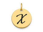 FJC Finejewelers 14 kt Yellow Gold Polished Black Enamel Letter X Initial Disk Charm 15 x 15 mm