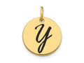 FJC Finejewelers 14 kt Yellow Gold Polished Black Enamel Letter Y Initial Disk Charm 15 x 15 mm