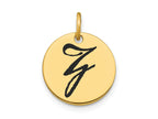 FJC Finejewelers 14 kt Yellow Gold Polished Black Enamel Letter Z Initial Disk Charm 15 x 15 mm