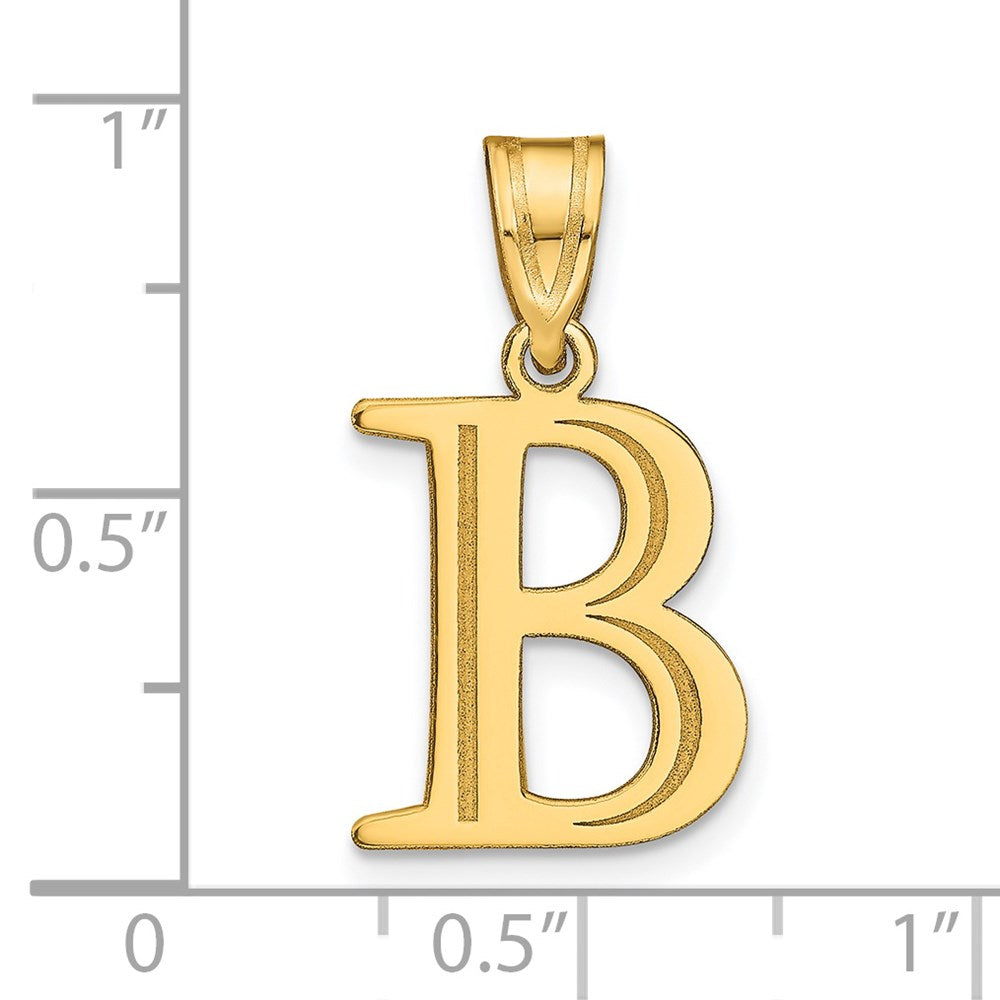 FJC Finejewelers 14 kt Yellow Gold Polished Etched Letter B Initial Charm 17 x 13 mm