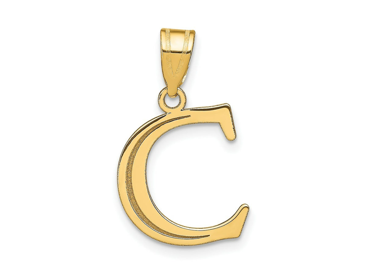 FJC Finejewelers 14 kt Yellow Gold Polished Etched Letter C Initial Charm 17 x 13 mm