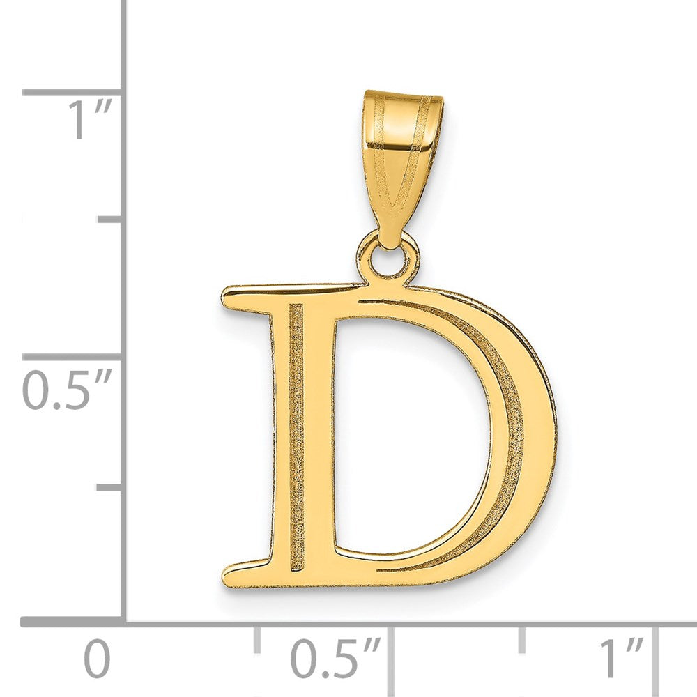 FJC Finejewelers 14 kt Yellow Gold Polished Etched Letter D Initial Charm 17 x 16 mm