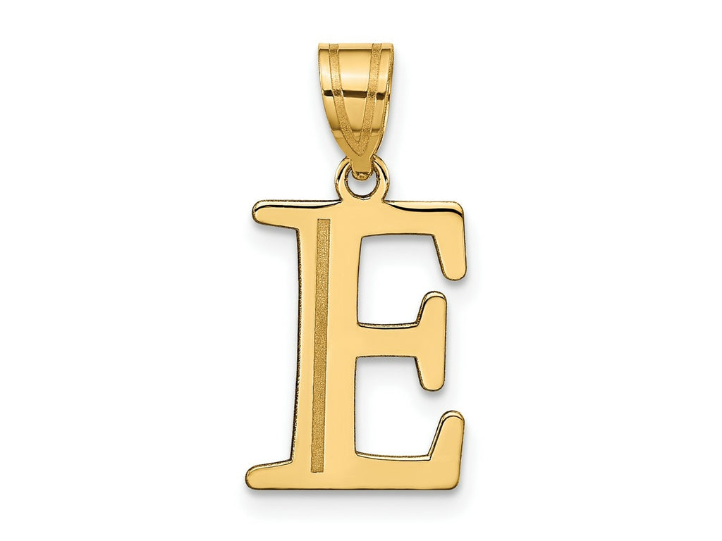 FJC Finejewelers 14 kt Yellow Gold Polished Etched Letter E Initial Charm