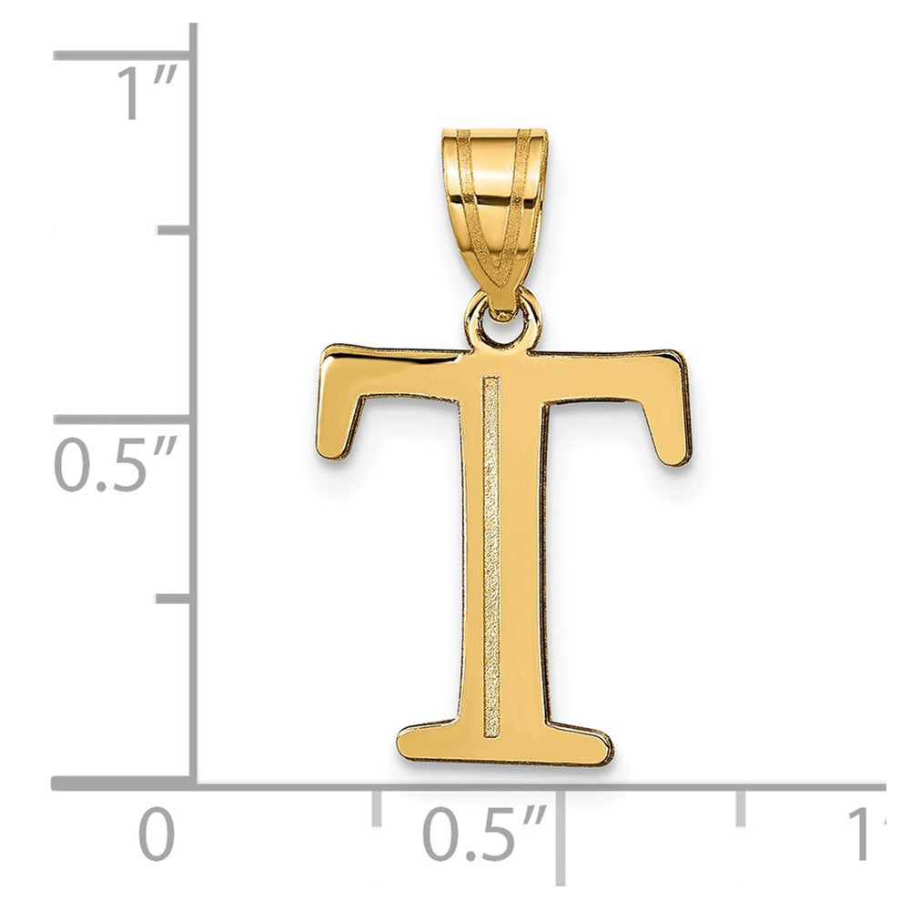FJC Finejewelers 14 kt Yellow Gold Polished Etched Letter T Initial Charm