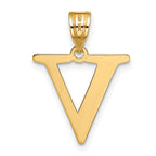 FJC Finejewelers 14 kt Yellow Gold Polished Etched Letter V Initial Charm