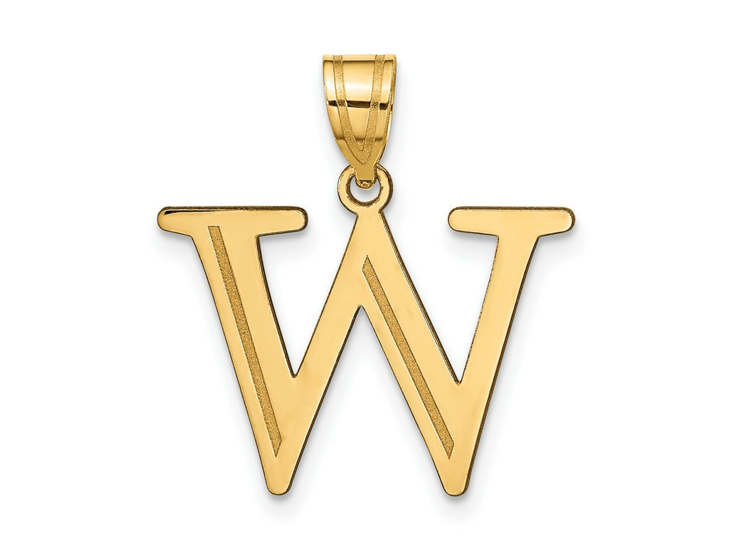 FJC Finejewelers 14 kt Yellow Gold Polished Etched Letter W Initial Charm