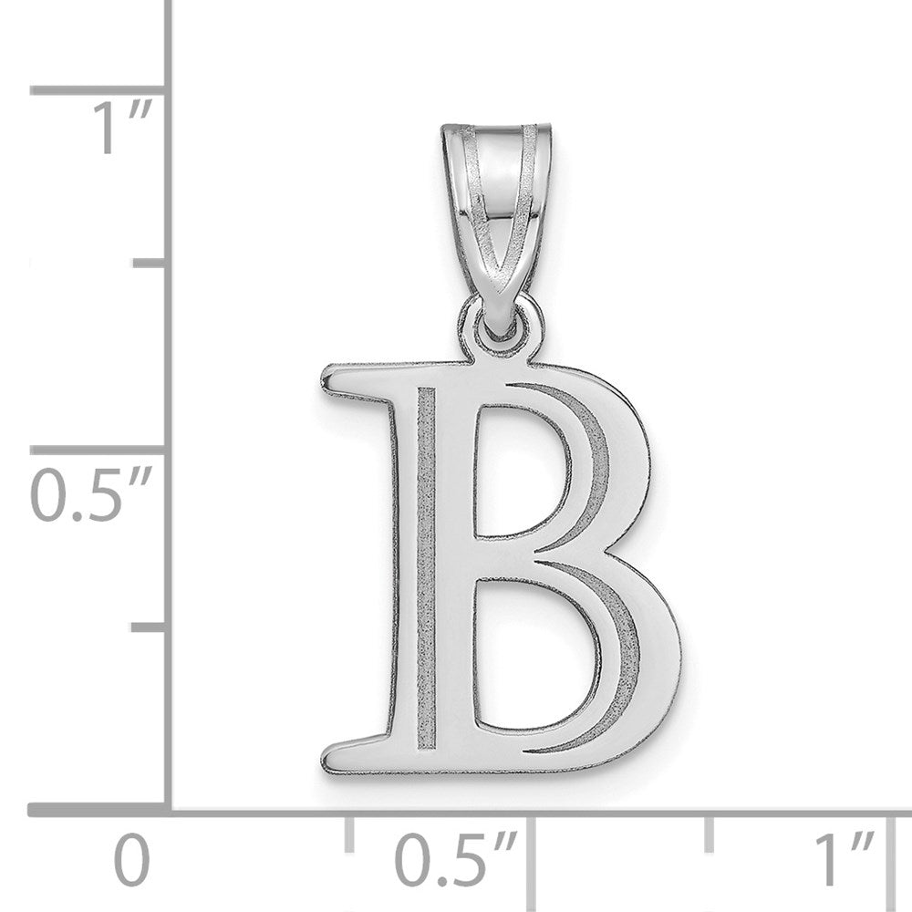 FJC Finejewelers 14 kt White Gold Polished Etched Letter B Initial Charm 17 x 13 mm