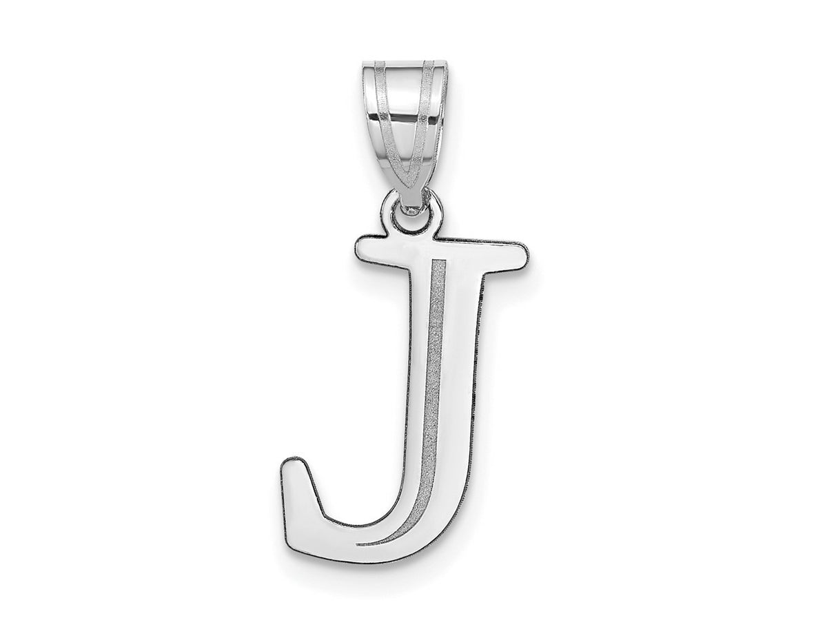 FJC Finejewelers 14 kt White Gold Polished Etched Letter J Initial Charm