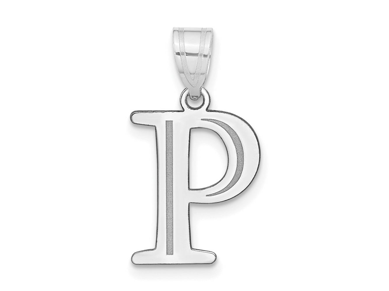 FJC Finejewelers 14 kt White Gold Polished Etched Letter P Initial Charm