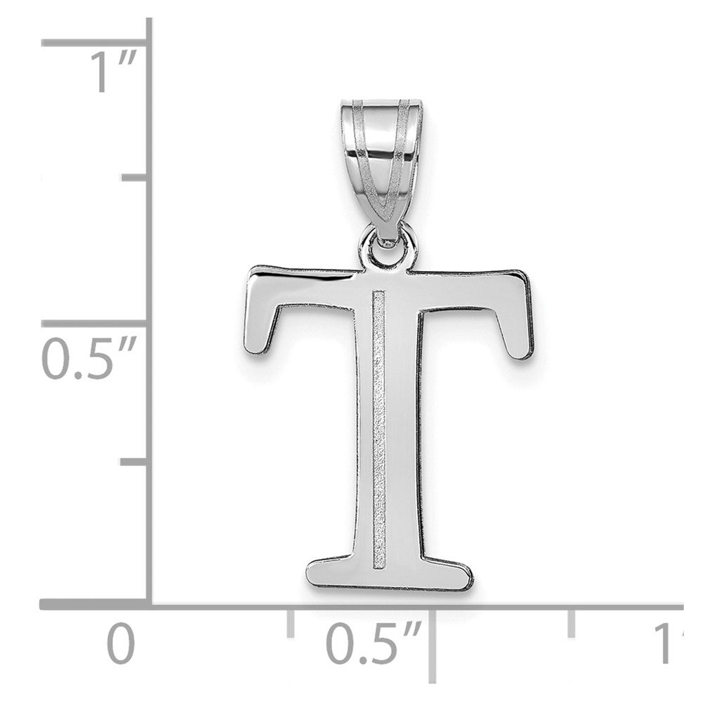 FJC Finejewelers 14 kt White Gold Polished Etched Letter T Initial Charm