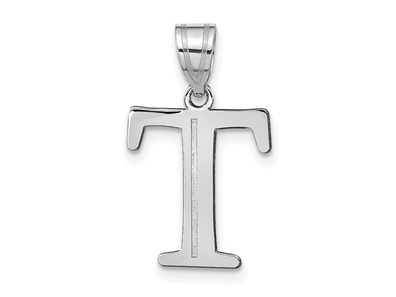 FJC Finejewelers 14 kt White Gold Polished Etched Letter T Initial Charm
