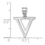 FJC Finejewelers 14 kt White Gold Polished Etched Letter V Initial Charm