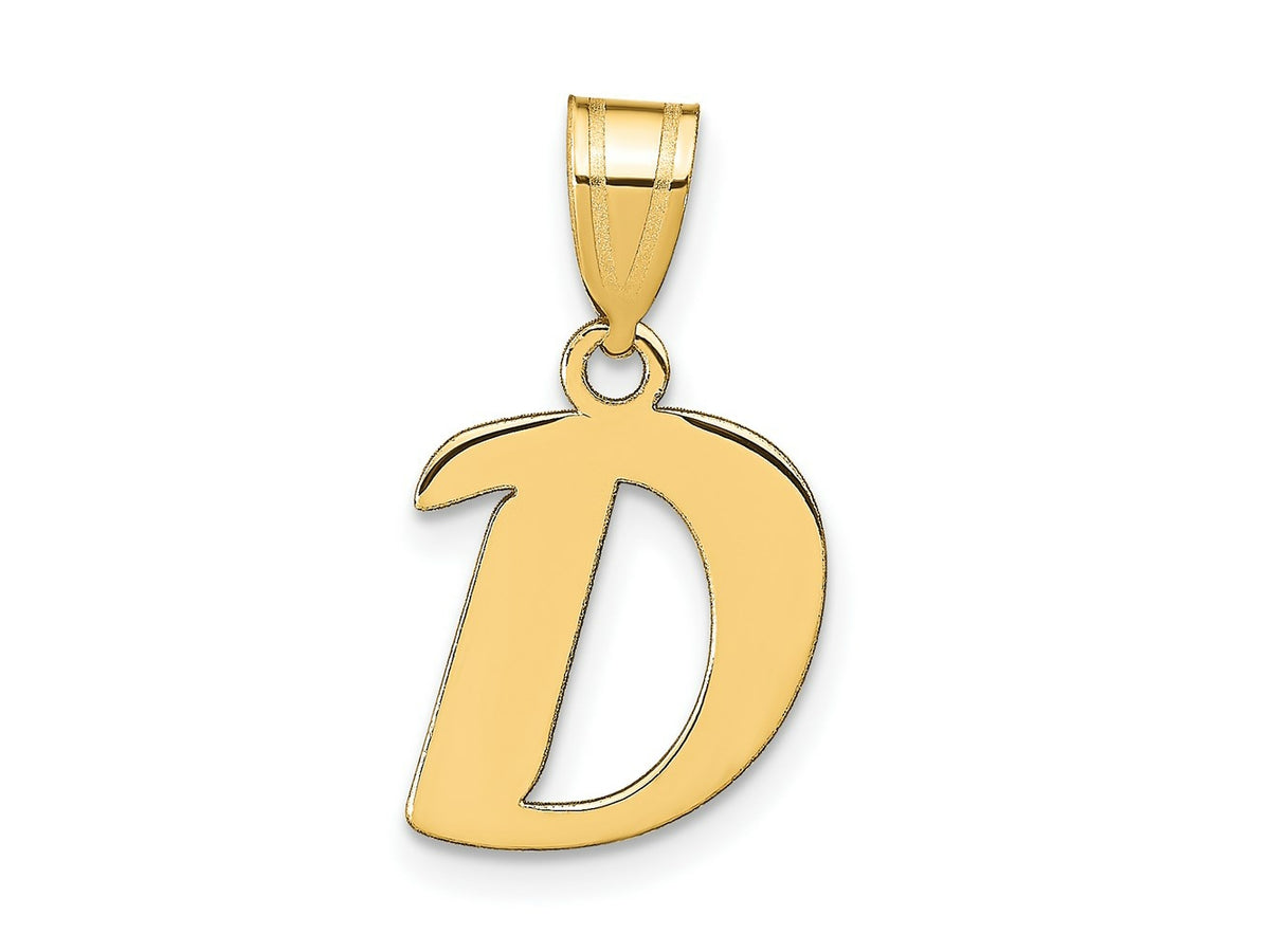 FJC Finejewelers 14 kt Yellow Gold Polished Script Letter D Initial Charm 15 x 12 mm
