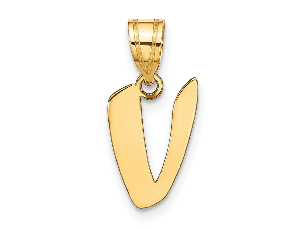FJC Finejewelers 14 kt Yellow Gold Polished Script Letter V Initial Charm