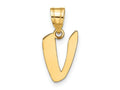 FJC Finejewelers 14 kt Yellow Gold Polished Script Letter V Initial Charm