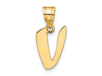 FJC Finejewelers 14 kt Yellow Gold Polished Script Letter V Initial Charm