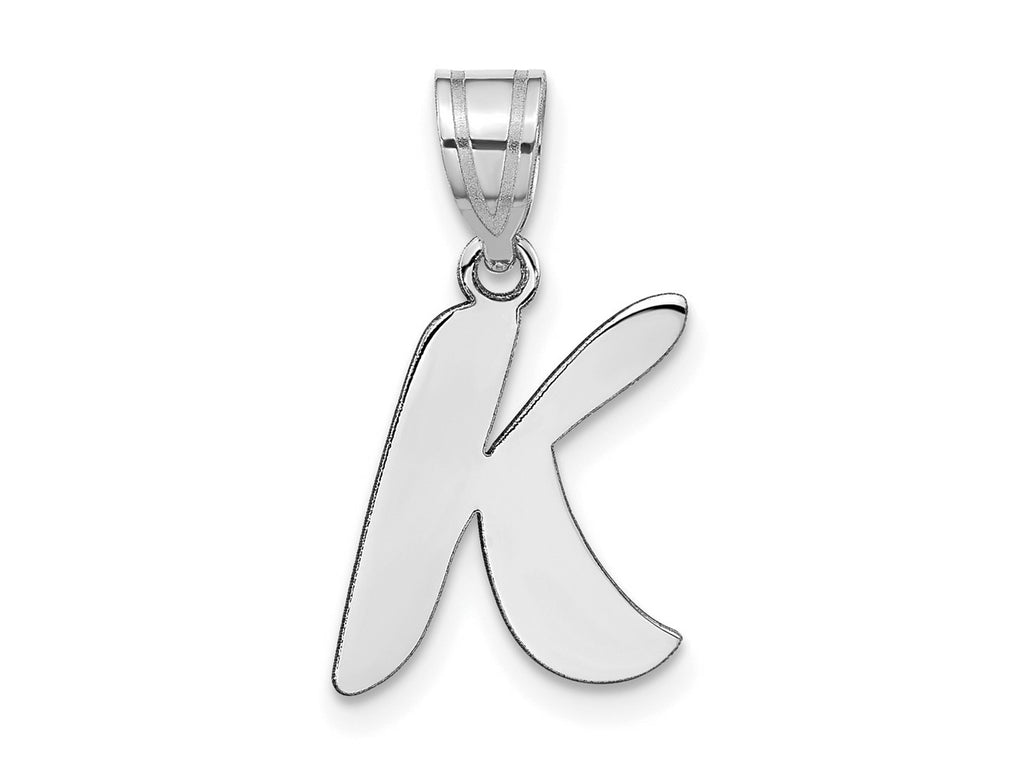 FJC Finejewelers 14 kt White Gold Polished Script Letter K Initial Charm