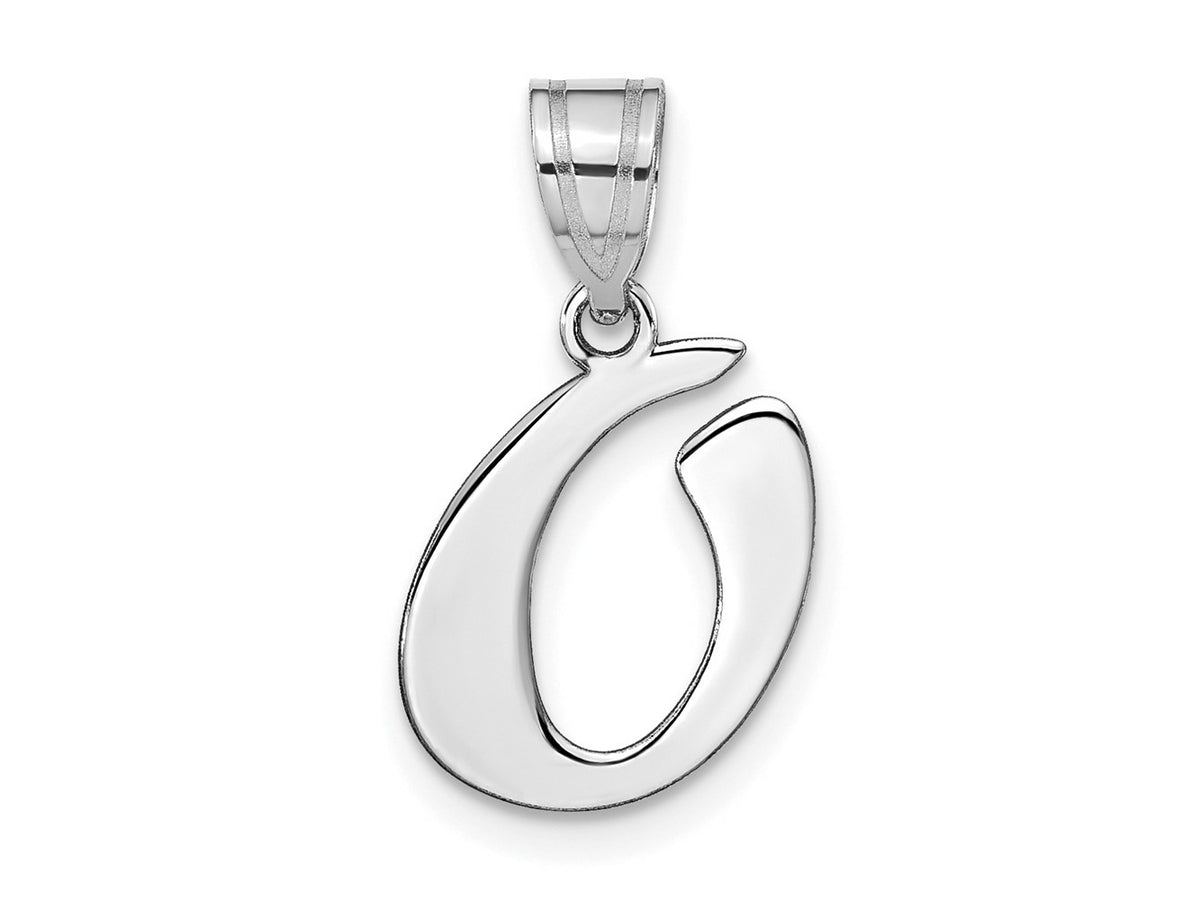 FJC Finejewelers 14 kt White Gold Polished Script Letter O Initial Charm