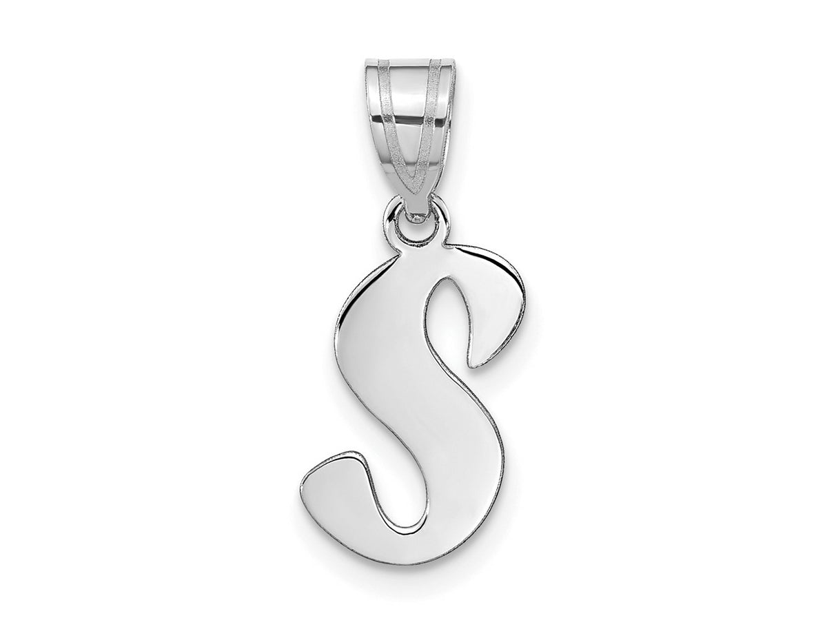 FJC Finejewelers 14 kt White Gold Polished Script Letter S Initial Charm