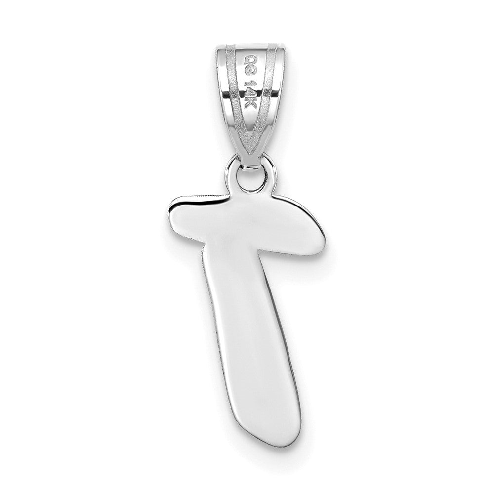 FJC Finejewelers 14 kt White Gold Polished Script Letter T Initial Charm