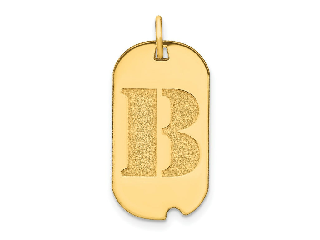 FJC Finejewelers 14 kt Yellow Gold Polished Letter B Initial Dog Tag Charm 24 x 13 mm
