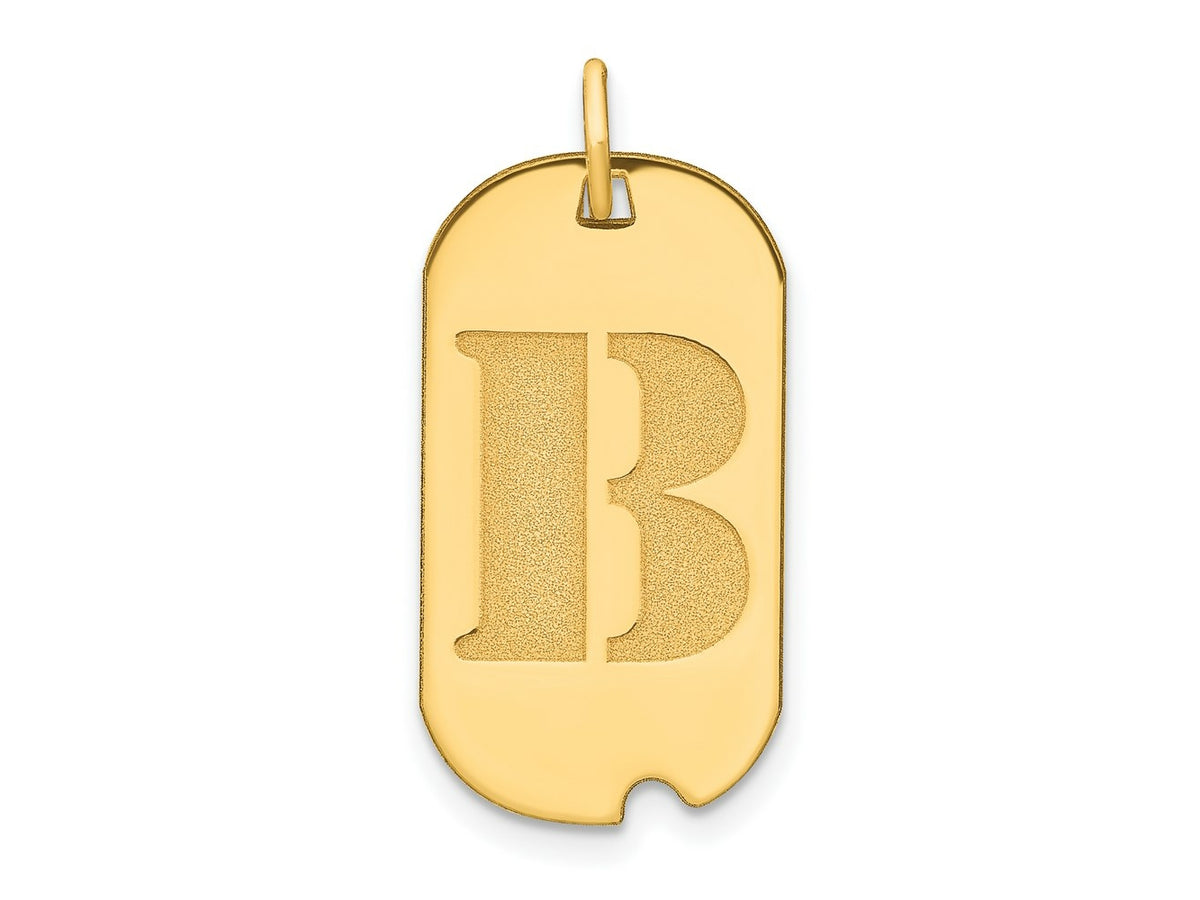 FJC Finejewelers 14 kt Yellow Gold Polished Letter B Initial Dog Tag Charm 24 x 13 mm