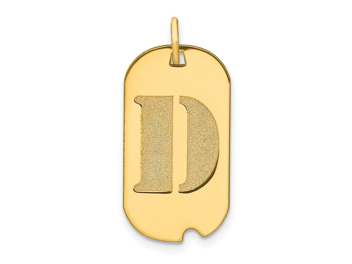 FJC Finejewelers 14 kt Yellow Gold Polished Letter D Initial Dog Tag Charm 24 x 13 mm