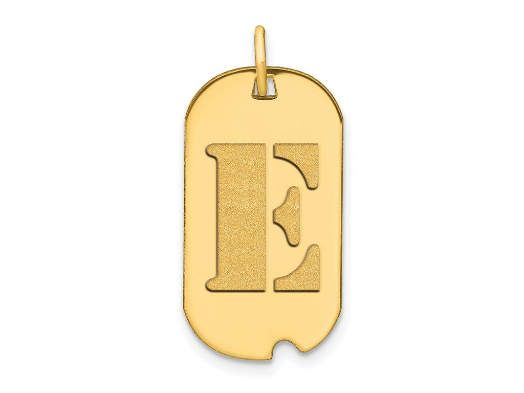 FJC Finejewelers 14 kt Yellow Gold Polished Letter E Initial Dog Tag Charm 24 x 13 mm
