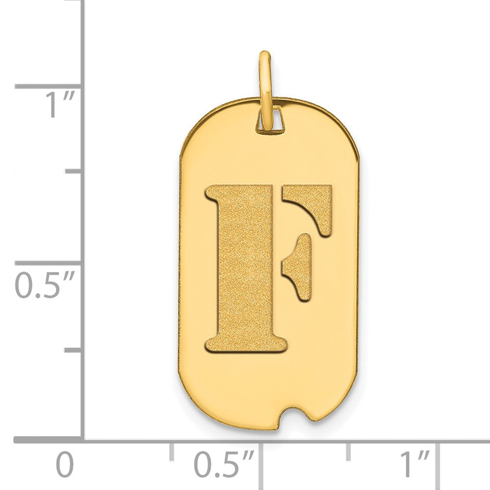 FJC Finejewelers 14 kt Yellow Gold Polished Letter F Initial Dog Tag Charm 24 x 13 mm