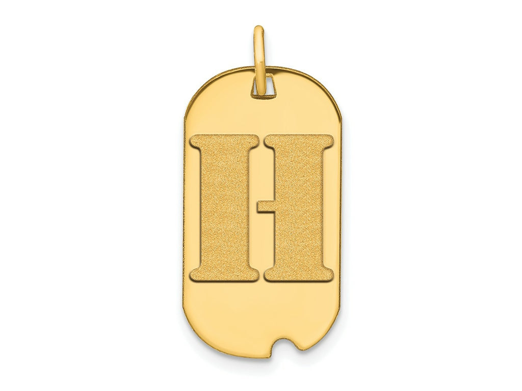 FJC Finejewelers 14 kt Yellow Gold Polished Letter H Initial Dog Tag Charm 24 x 13 mm