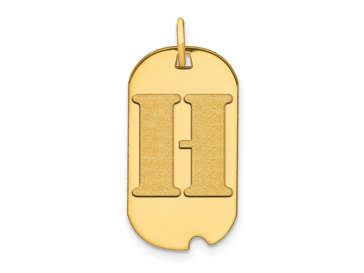 FJC Finejewelers 14 kt Yellow Gold Polished Letter H Initial Dog Tag Charm 24 x 13 mm