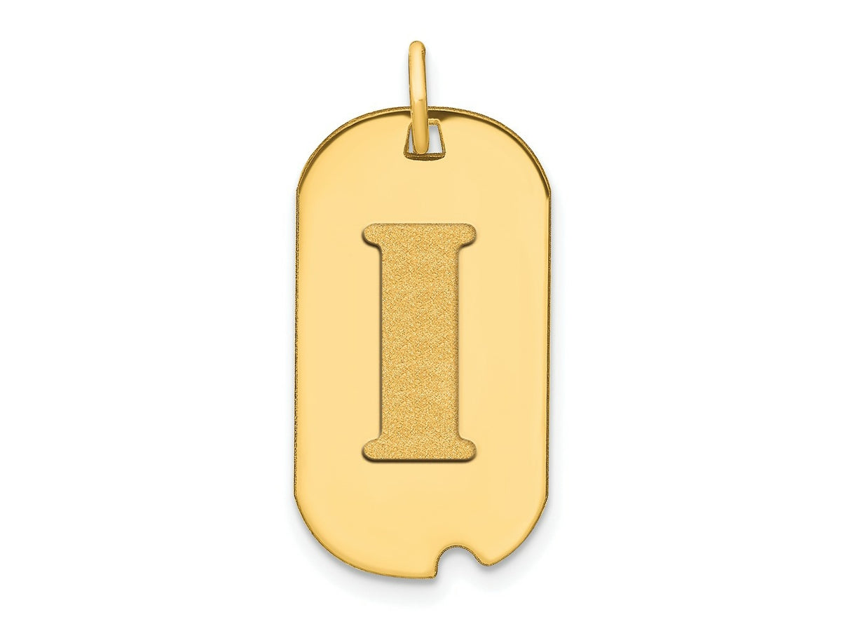 FJC Finejewelers 14 kt Yellow Gold Polished Letter I Initial Dog Tag Charm 24 x 13 mm