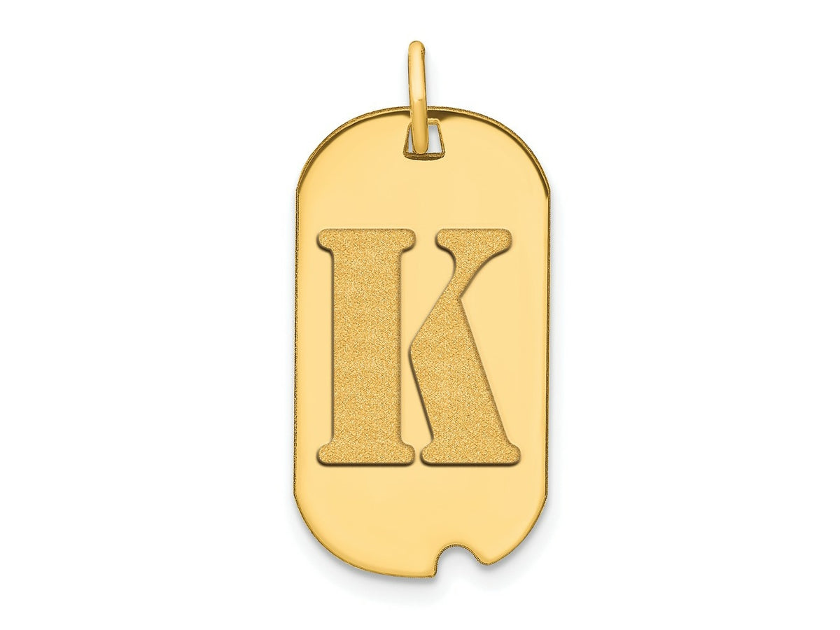 FJC Finejewelers 14 kt Yellow Gold Polished Letter K Initial Dog Tag Charm 24 x 13 mm