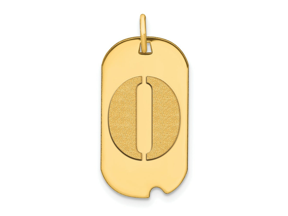 FJC Finejewelers 14 kt Yellow Gold Polished Letter O Initial Dog Tag Charm 24 x 13 mm