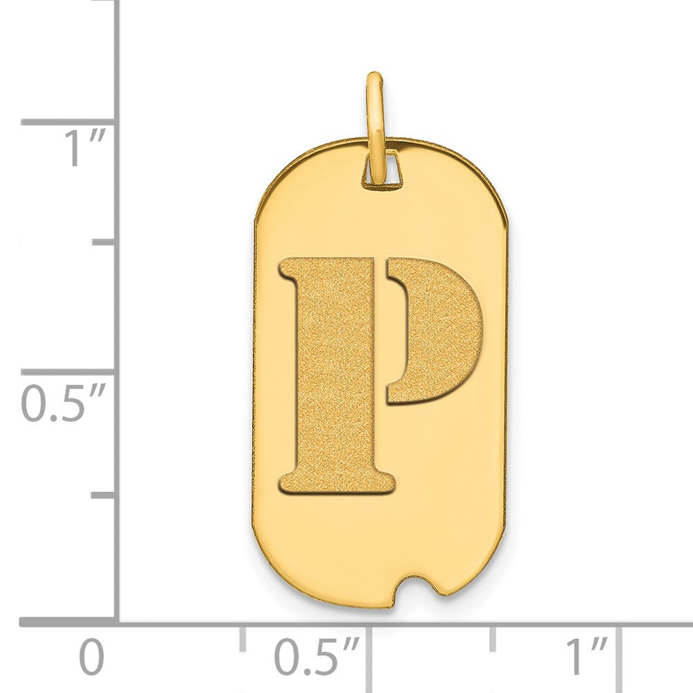 FJC Finejewelers 14 kt Yellow Gold Polished Letter P Initial Dog Tag Charm 24 x 13 mm