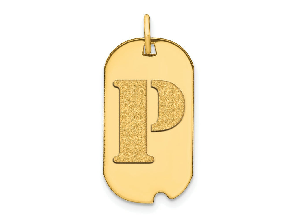 FJC Finejewelers 14 kt Yellow Gold Polished Letter P Initial Dog Tag Charm 24 x 13 mm