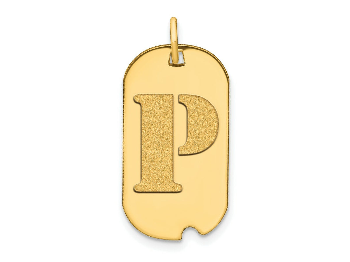 FJC Finejewelers 14 kt Yellow Gold Polished Letter P Initial Dog Tag Charm 24 x 13 mm