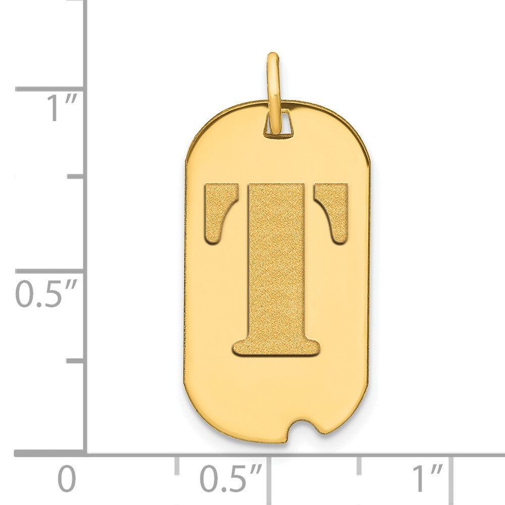 FJC Finejewelers 14 kt Yellow Gold Polished Letter T Initial Dog Tag Charm 24 x 13 mm