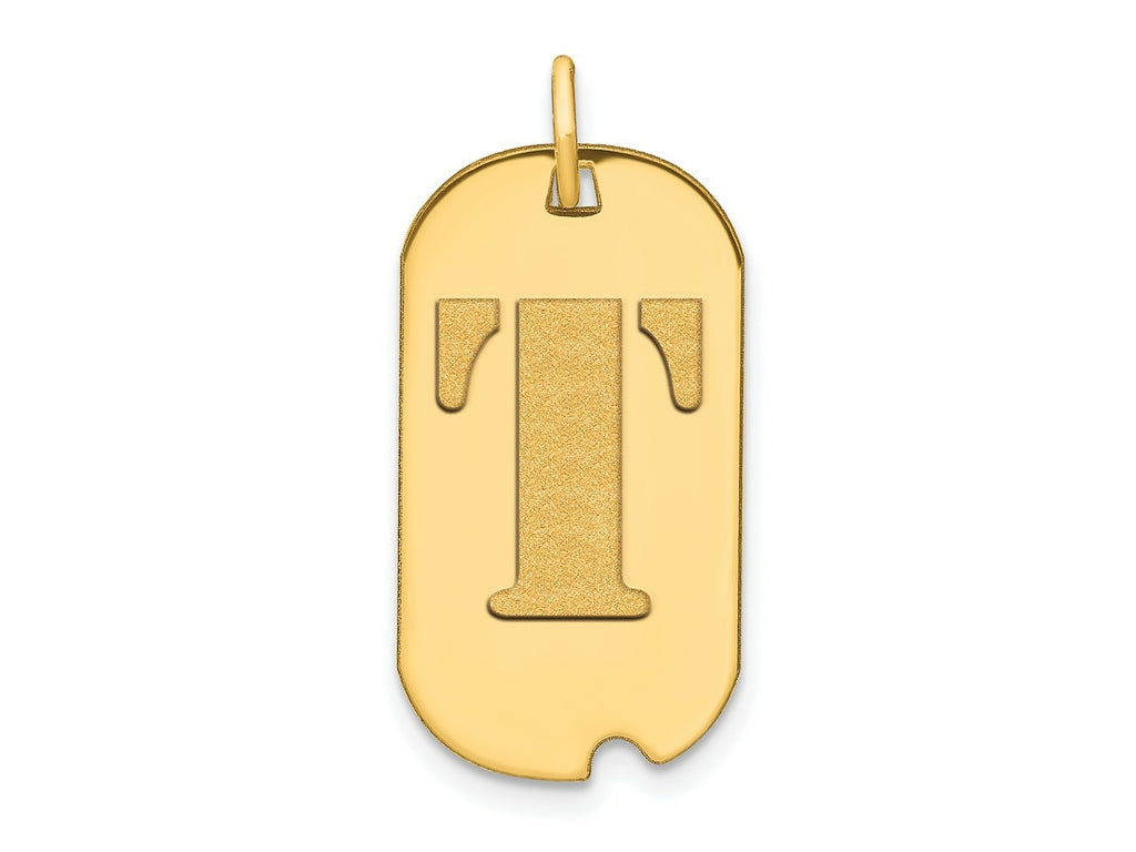 FJC Finejewelers 14 kt Yellow Gold Polished Letter T Initial Dog Tag Charm 24 x 13 mm