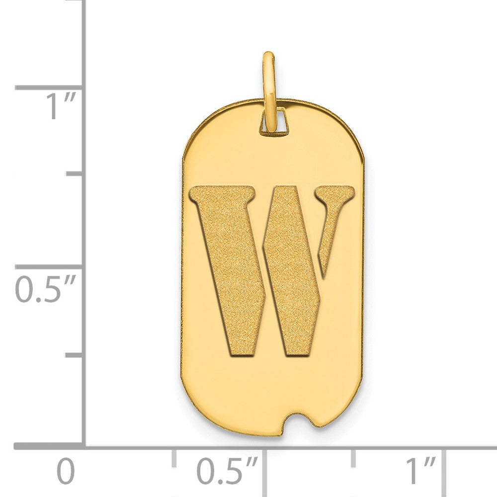 FJC Finejewelers 14 kt Yellow Gold Polished Letter W Initial Dog Tag Charm 24 x 13 mm